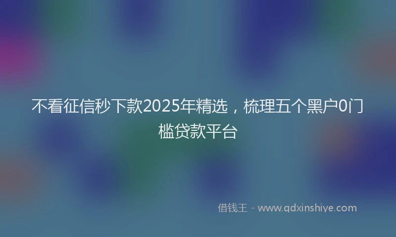 不看征信秒下款2025年精选，梳理五个黑户0门槛贷款平台