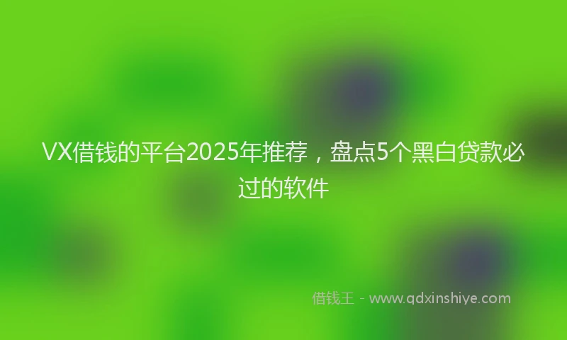 VX借钱的平台2025年推荐，盘点5个黑白贷款必过的软件