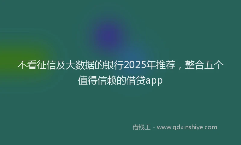 不看征信及大数据的银行2025年推荐，整合五个值得信赖的借贷app