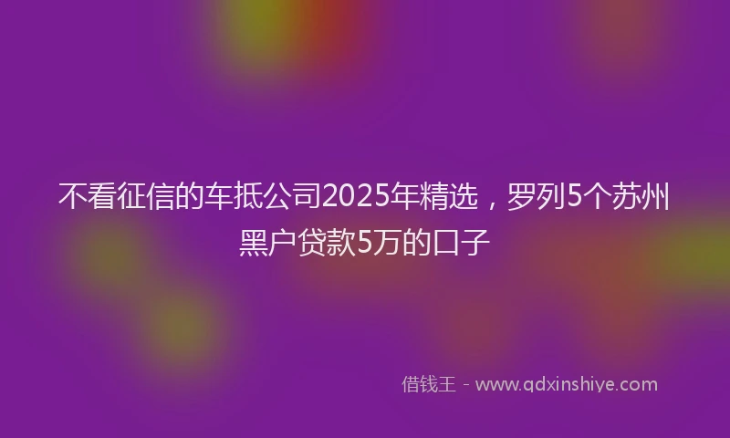 不看征信的车抵公司2025年精选，罗列5个苏州黑户贷款5万的口子