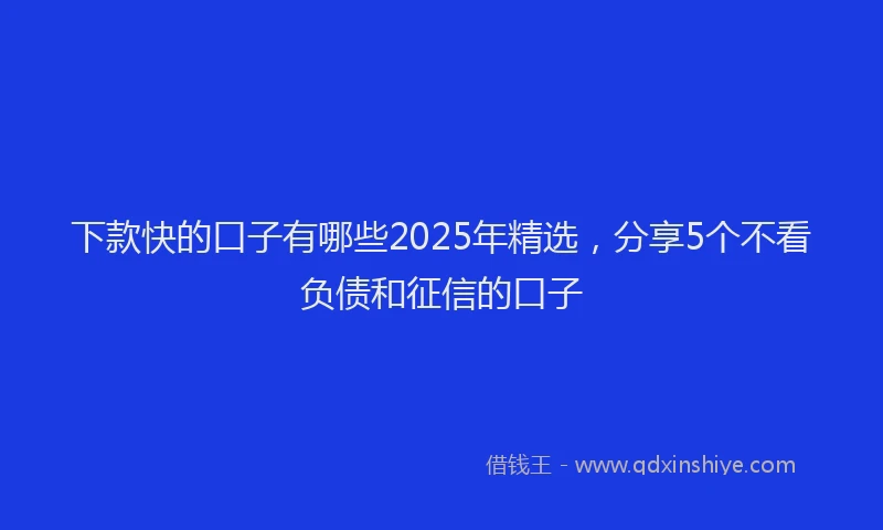 下款快的口子有哪些2025年精选，分享5个不看负债和征信的口子