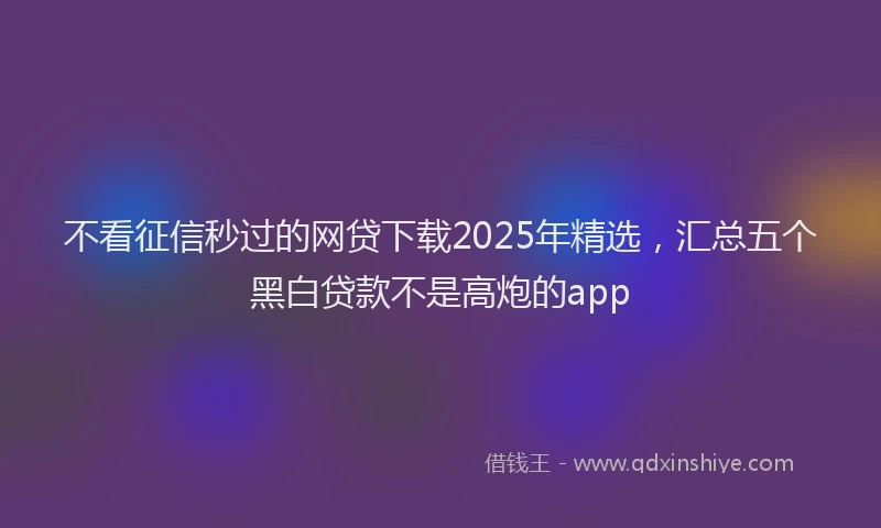 不看征信秒过的网贷下载2025年精选，汇总五个黑白贷款不是高炮的app