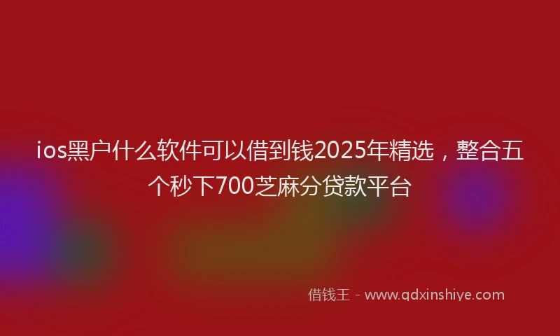 ios黑户什么软件可以借到钱2025年精选，整合五个秒下700芝麻分贷款平台