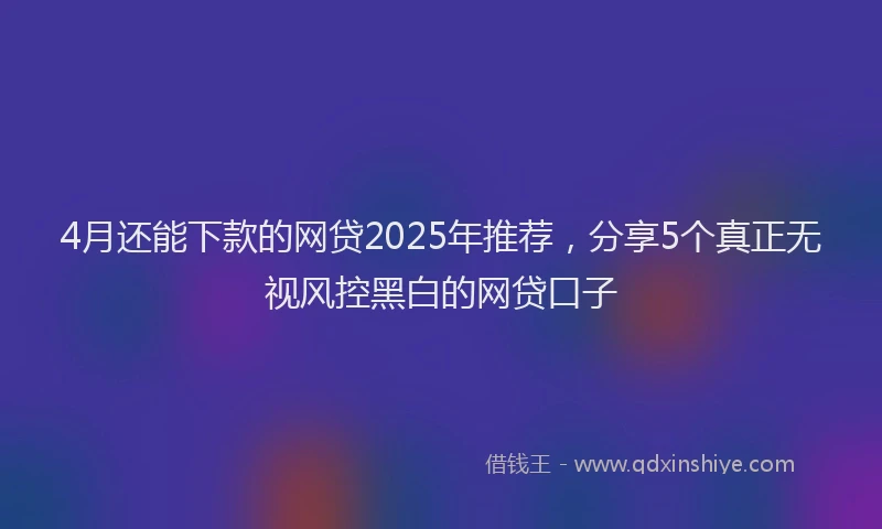 4月还能下款的网贷2025年推荐，分享5个真正无视风控黑白的网贷口子