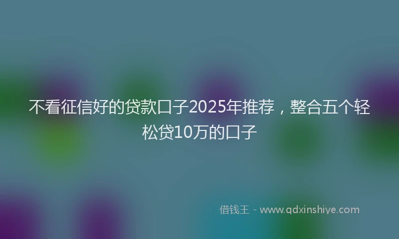 不看征信好的贷款口子2025年推荐，整合五个轻松贷10万的口子