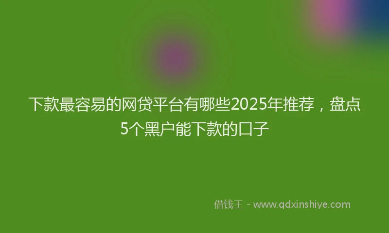 下款最容易的网贷平台有哪些2025年推荐，盘点5个黑户能下款的口子