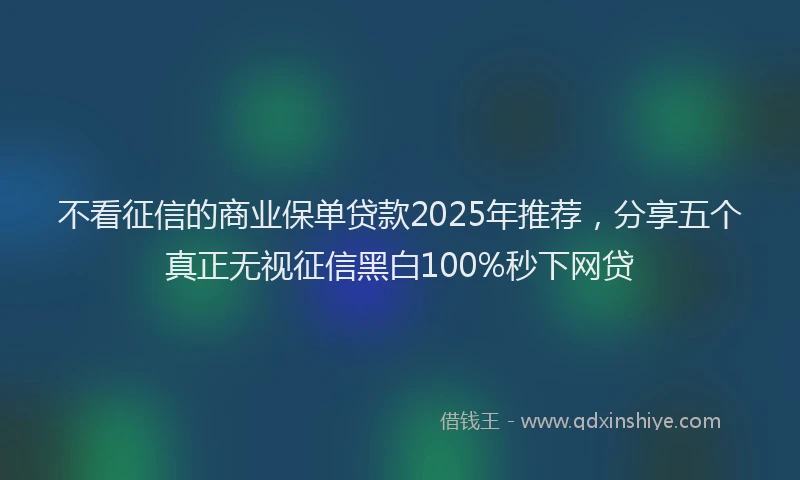不看征信的商业保单贷款2025年推荐，分享五个真正无视征信黑白100%秒下网贷