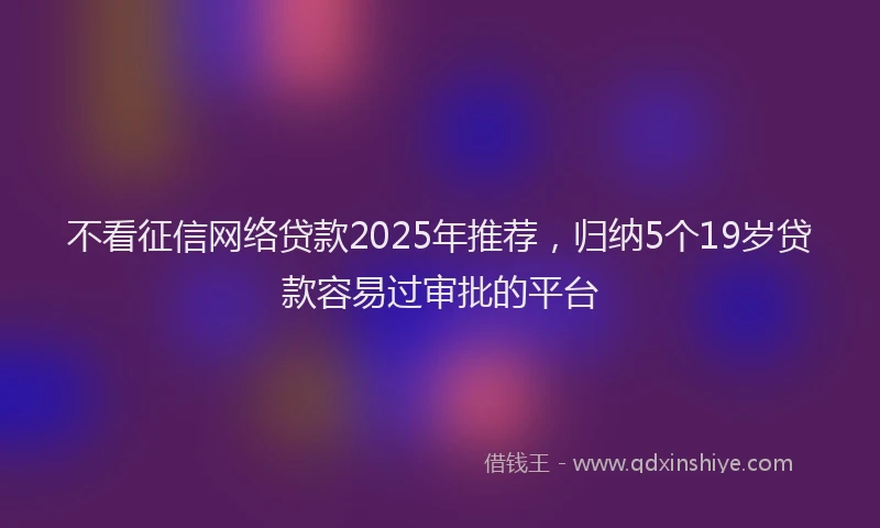 不看征信网络贷款2025年推荐，归纳5个19岁贷款容易过审批的平台