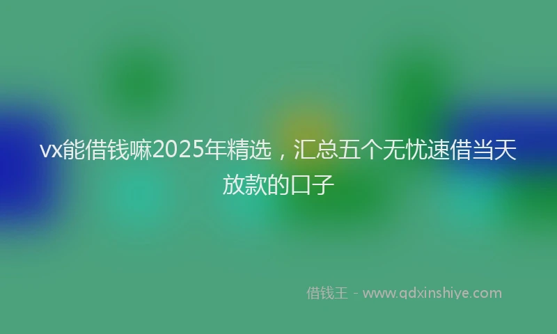 vx能借钱嘛2025年精选，汇总五个无忧速借当天放款的口子