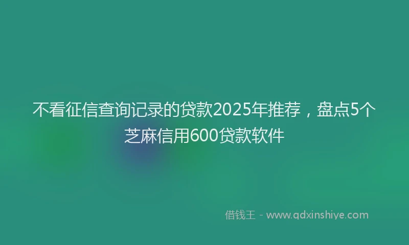 不看征信查询记录的贷款2025年推荐，盘点5个芝麻信用600贷款软件