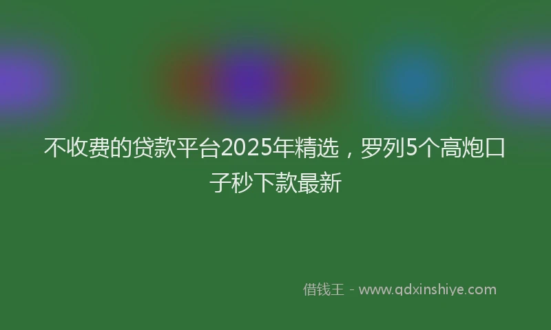 不收费的贷款平台2025年精选，罗列5个高炮口子秒下款最新