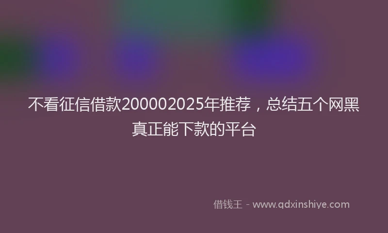 不看征信借款200002025年推荐，总结五个网黑真正能下款的平台