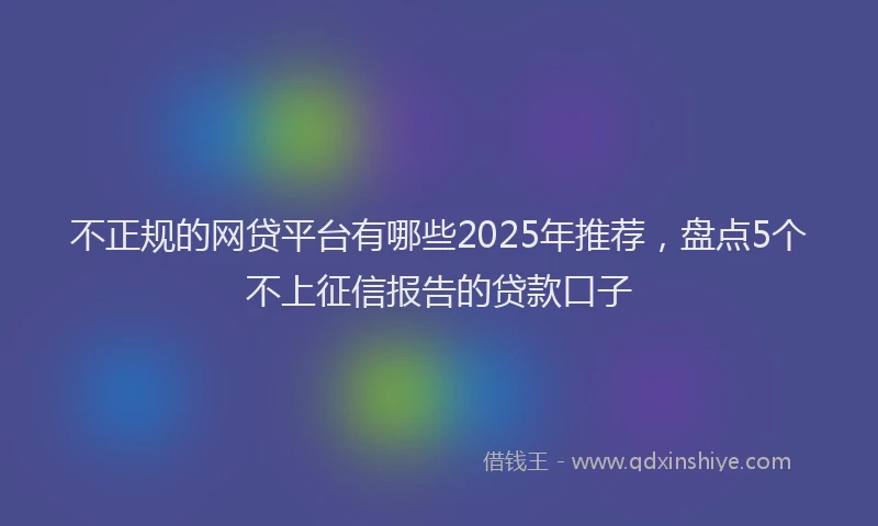 不正规的网贷平台有哪些2025年推荐，盘点5个不上征信报告的贷款口子