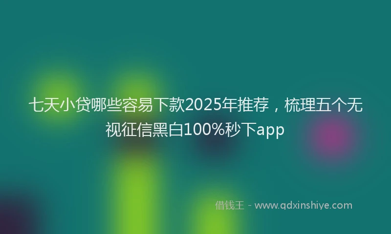 七天小贷哪些容易下款2025年推荐，梳理五个无视征信黑白100%秒下app