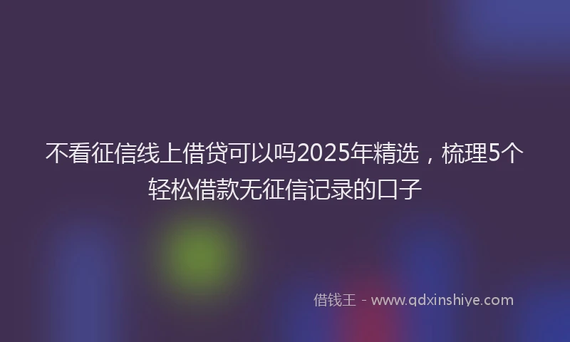 不看征信线上借贷可以吗2025年精选，梳理5个轻松借款无征信记录的口子