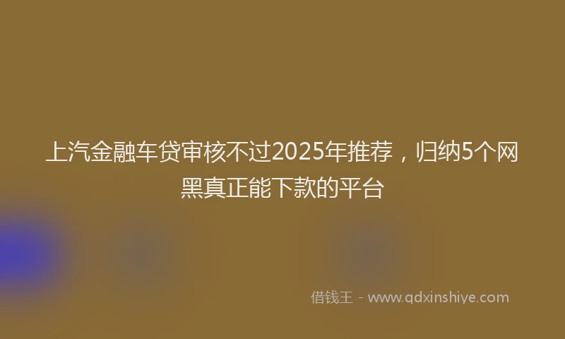 上汽金融车贷审核不过2025年推荐，归纳5个网黑真正能下款的平台