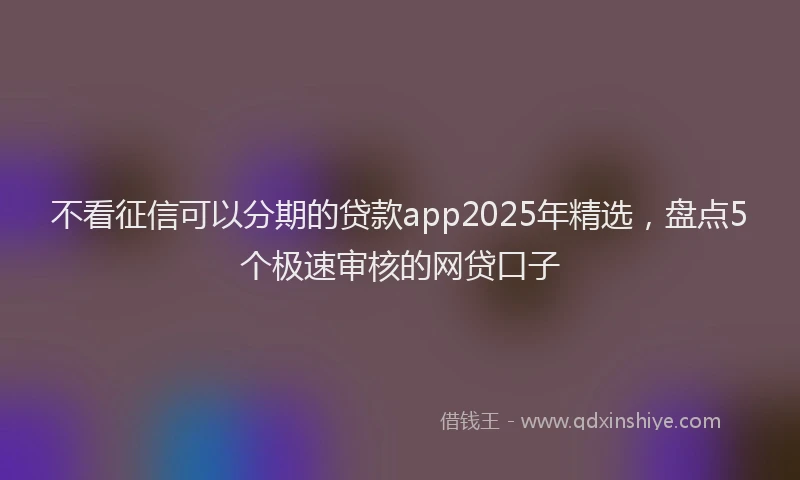 不看征信可以分期的贷款app2025年精选，盘点5个极速审核的网贷口子
