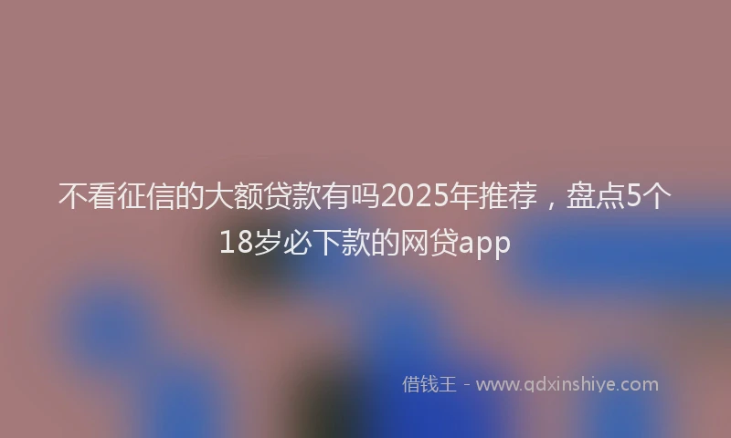 不看征信的大额贷款有吗2025年推荐，盘点5个18岁必下款的网贷app
