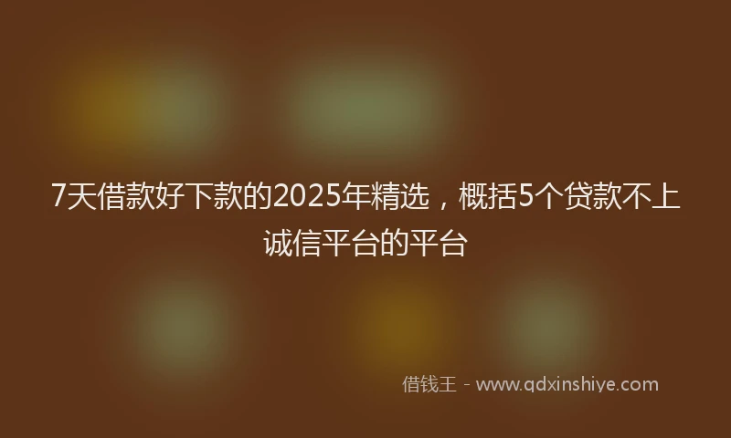7天借款好下款的2025年精选，概括5个贷款不上诚信平台的平台