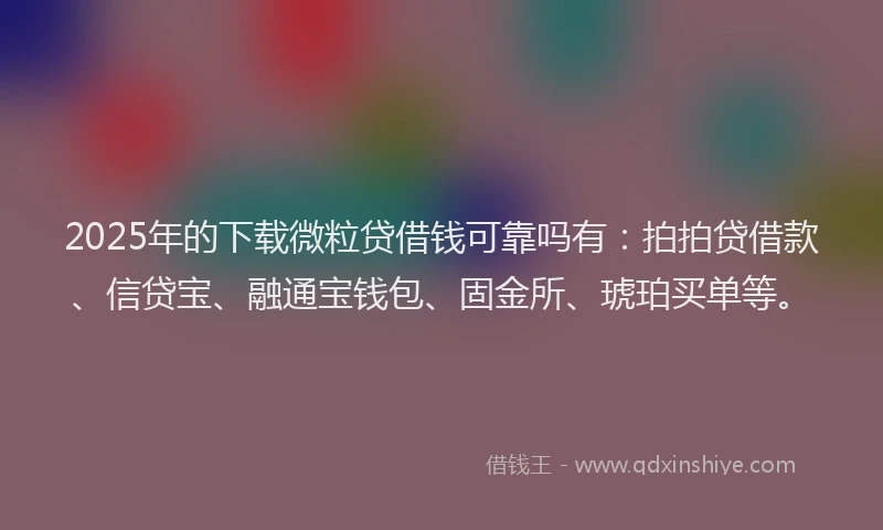 2025年的下载微粒贷借钱可靠吗有：拍拍贷借款、信贷宝、融通宝钱包、固金所、琥珀买单等。