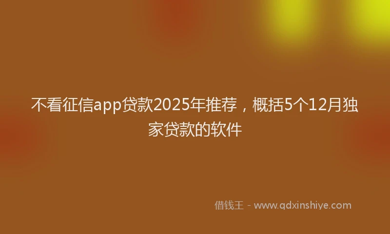 不看征信app贷款2025年推荐，概括5个12月独家贷款的软件