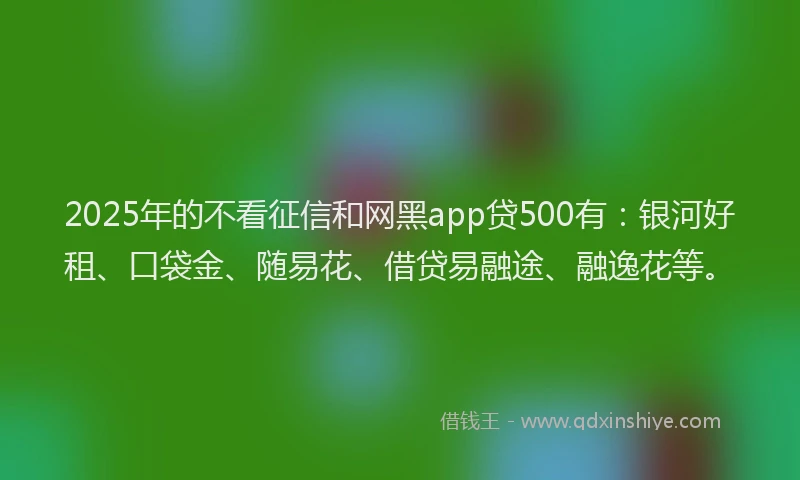 2025年的不看征信和网黑app贷500有：银河好租、口袋金、随易花、借贷易融途、融逸花等。