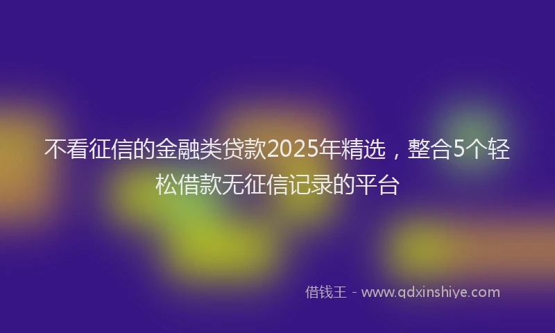 不看征信的金融类贷款2025年精选，整合5个轻松借款无征信记录的平台