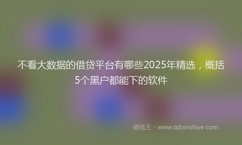 不看大数据的借贷平台有哪些2025年精选，概括5个黑户都能下的软件
