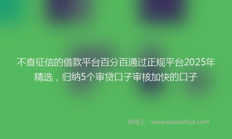 不查征信的借款平台百分百通过正规平台2025年精选，归纳5个审贷口子审核加快的口子
