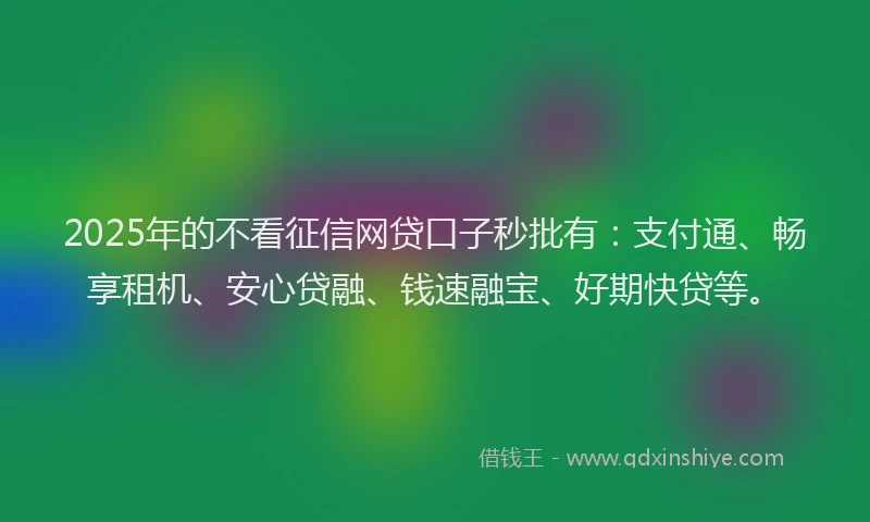 2025年的不看征信网贷口子秒批有：支付通、畅享租机、安心贷融、钱速融宝、好期快贷等。