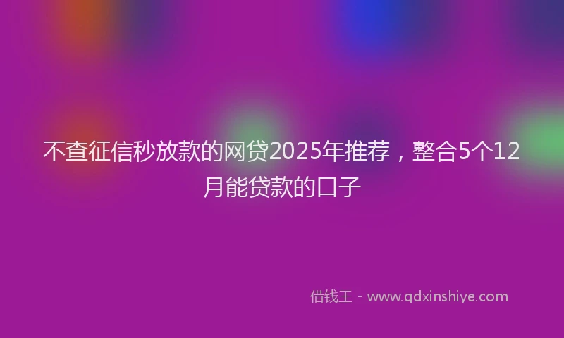 不查征信秒放款的网贷2025年推荐，整合5个12月能贷款的口子