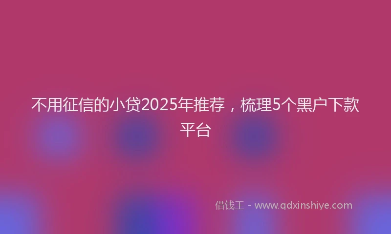 不用征信的小贷2025年推荐，梳理5个黑户下款平台