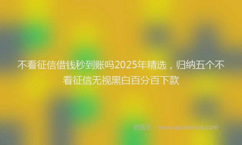 不看征信借钱秒到账吗2025年精选，归纳五个不看征信无视黑白百分百下款