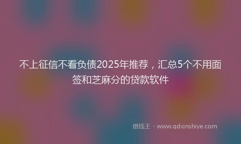 不上征信不看负债2025年推荐，汇总5个不用面签和芝麻分的贷款软件