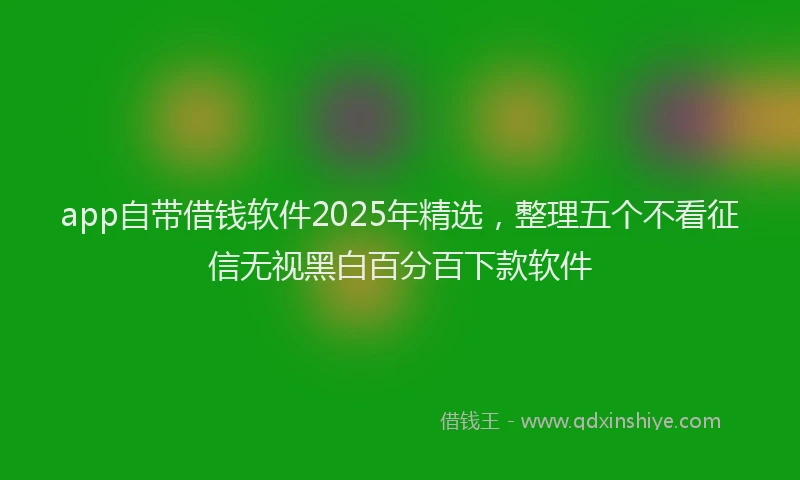app自带借钱软件2025年精选，整理五个不看征信无视黑白百分百下款软件