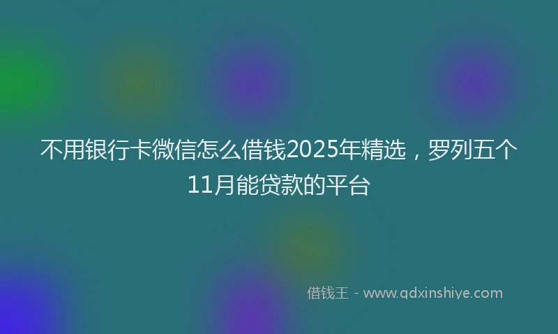 不用银行卡微信怎么借钱2025年精选，罗列五个11月能贷款的平台