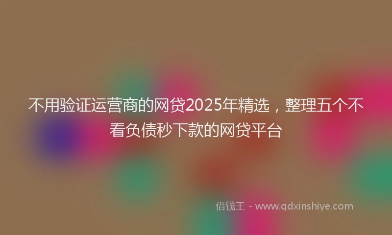 不用验证运营商的网贷2025年精选，整理五个不看负债秒下款的网贷平台