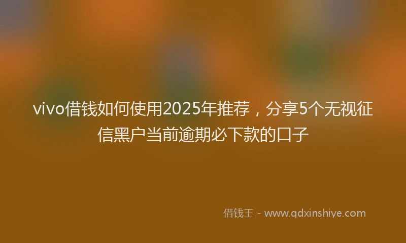 vivo借钱如何使用2025年推荐，分享5个无视征信黑户当前逾期必下款的口子