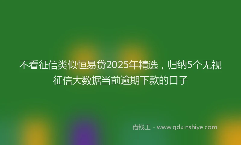 不看征信类似恒易贷2025年精选，归纳5个无视征信大数据当前逾期下款的口子