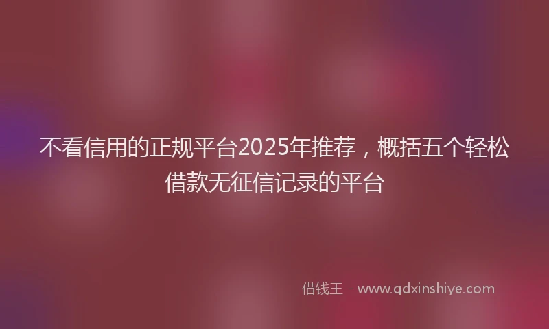 不看信用的正规平台2025年推荐，概括五个轻松借款无征信记录的平台