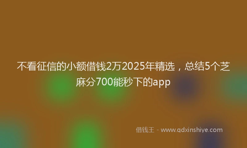 不看征信的小额借钱2万2025年精选，总结5个芝麻分700能秒下的app
