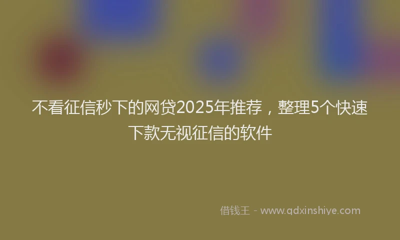 不看征信秒下的网贷2025年推荐，整理5个快速下款无视征信的软件