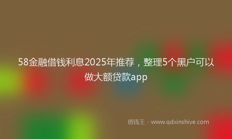 58金融借钱利息2025年推荐，整理5个黑户可以做大额贷款app