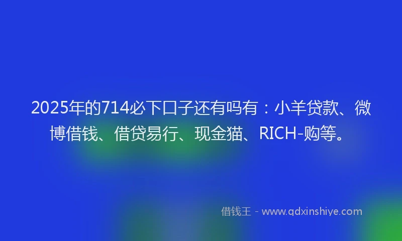 2025年的714必下口子还有吗有：小羊贷款、微博借钱、借贷易行、现金猫、RICH-购等。