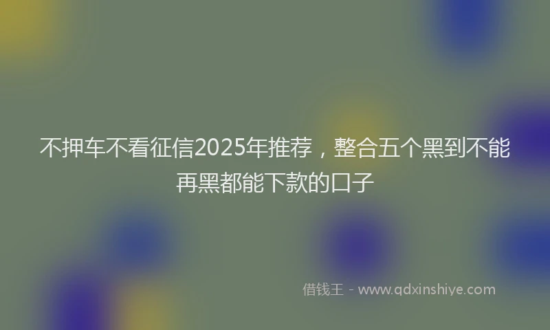 不押车不看征信2025年推荐，整合五个黑到不能再黑都能下款的口子