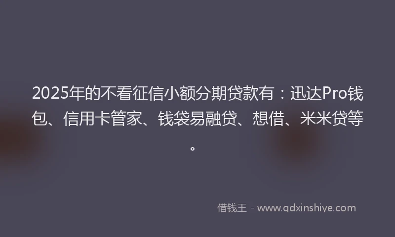 2025年的不看征信小额分期贷款有：迅达Pro钱包、信用卡管家、钱袋易融贷、想借、米米贷等。