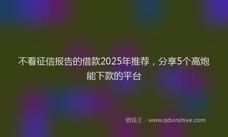 不看征信报告的借款2025年推荐，分享5个高炮能下款的平台