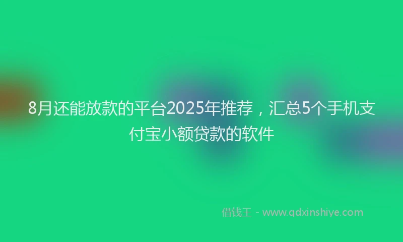 8月还能放款的平台2025年推荐，汇总5个手机支付宝小额贷款的软件