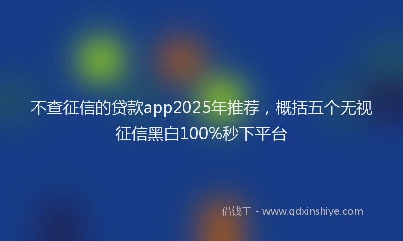 不查征信的贷款app2025年推荐，概括五个无视征信黑白100%秒下平台