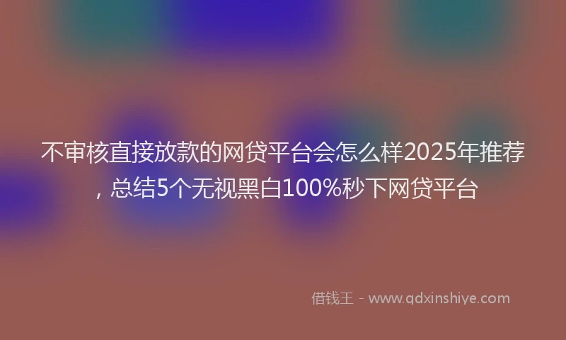 不审核直接放款的网贷平台会怎么样2025年推荐，总结5个无视黑白100%秒下网贷平台